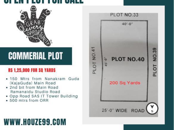 Open Plot for sale AT KajaGuda Main Road